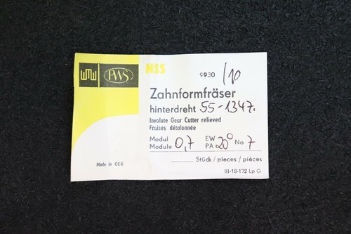 PWS Zahnformfräser Modul 0,7mm -20°- BPI nach DIN3972 Fräser Nr.7 für 55-134 Z. - Picture 4 of 8