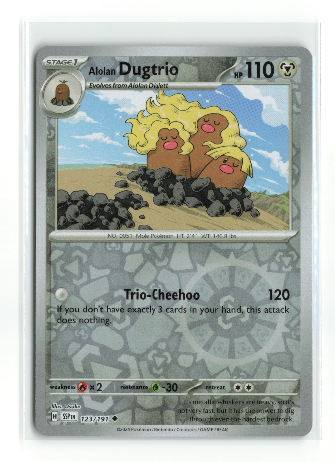 ALOLAN DUGTRIO 123/191 SURGING SPARKS REVERSE HOLO POKEMON TCG NM-LP