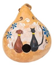CAT  DOG BEST FRIENDS BIRDHOUSE - Amish Hand Painted Gourd