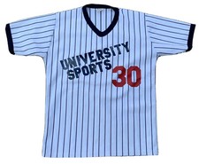 University Sports 30 Baseball Jersey Polyester Striped V Neck M Made In USA