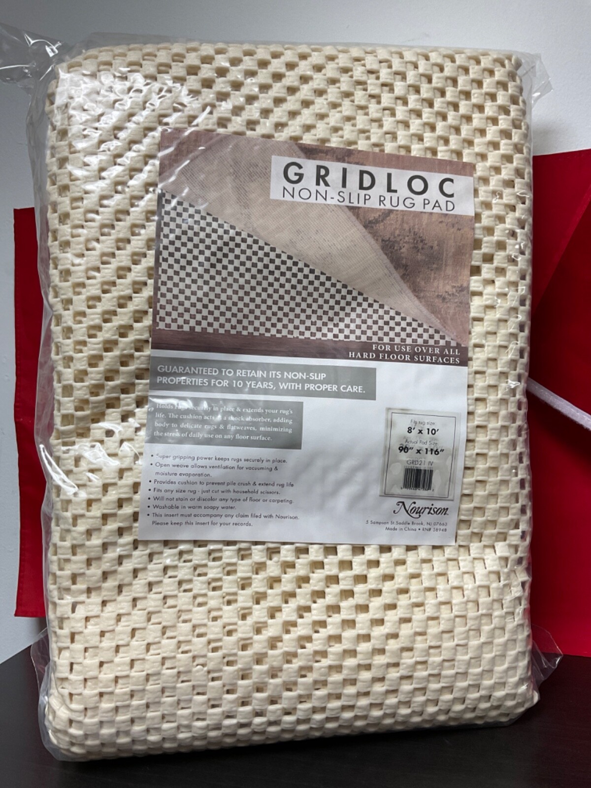 Gridloc NonSlip Rug Pad Fits Rug Size 8' x 10' Pad Size 90" x 116" New