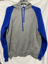 Jerzees NuBlend Mens XL Gray / Blue Pullover Hoodie Sweatshirt Jacket