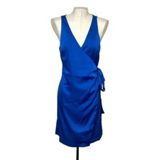 GAP Satin Wrap Dress Bristol Blue New