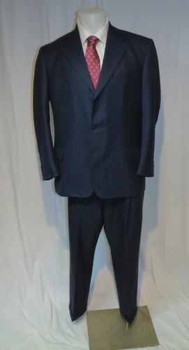 Battistoni X Sartoria Partenopea 100% Cashmere Custom Blue Three Button Suit 46R - Picture 1 of 18