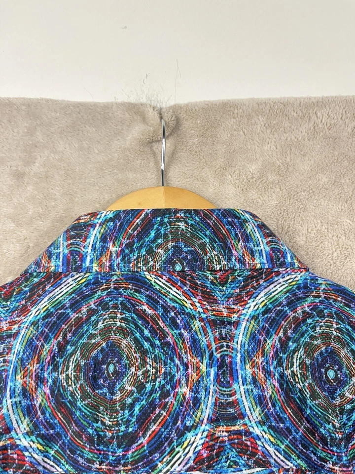 Jared Lang Shirt Mens 3XL Button-Up Shirt Sleeve Cotton Multicolor Print Trippy - Image 4 of 4