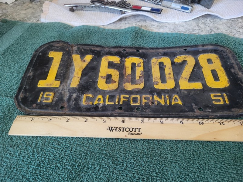 Authentic 1951 California License Plate.