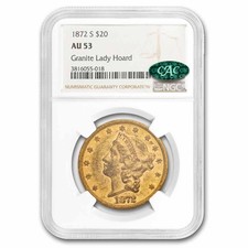 1872-S $20 Liberty Gold Double Eagle AU-53 NGC