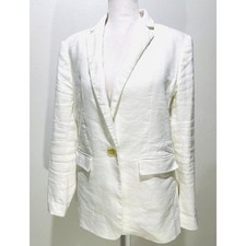 Ann taylor blazer jacket linen blend white one button business vacation women 6
