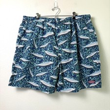 Vineyard Vines Tropical Tarpon Chappy Swim Trunks Mens XXL Blue Fish Lined NWT
