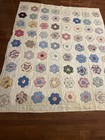 Antique quilt cotton from hog seed sack biscuit hand embroidered & quilted