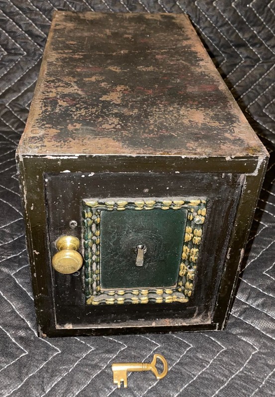 1850s-60s Herring Safe subtreasury lock box orig  key 2 position bolt WALL Safe