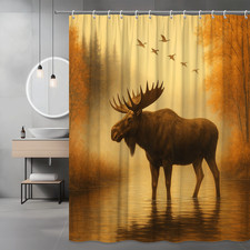 Autumn Moose Shower Curtain - Nature Wildlife Decor for Bathroom