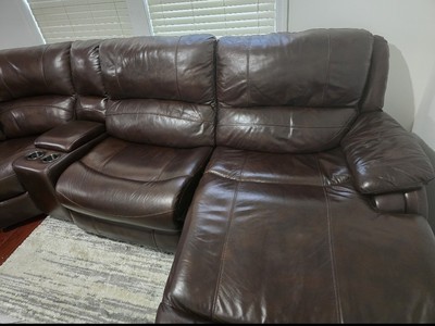 Sectional Brown Leather Power Reclining 6 Piece Right Arm Facing Sectional.
