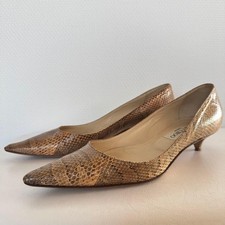 Rare Jimmy Choo Python Pattern Heels Brown 36.5 US 6.5 EU 36.5 Women's Designer