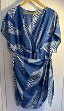 SHEIN Curve Size 3XL (22) Blue & White Wrap Style Dress Short Sleeved Lined