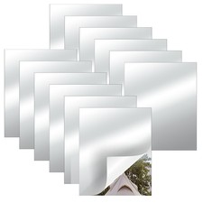 Biaungdo 12 Pcs Self Adhesive Acrylic Mirror Tiles,10 x 15cm/4" x 6" Frameles...