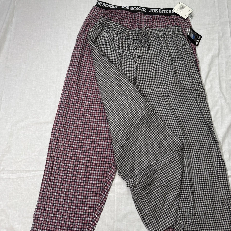 2 Mens Vintage Kmart JOE BOXER Flannel Pajama Pants Sz Large Red/Black - Image 3 of 4