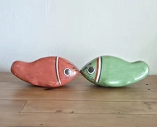 Vintage Tonala Mexican Pottery Kissing Fish Set