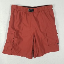 Columbia Cargo Shorts Mens Large Packable Hiking Orange Casual Woven Belt L