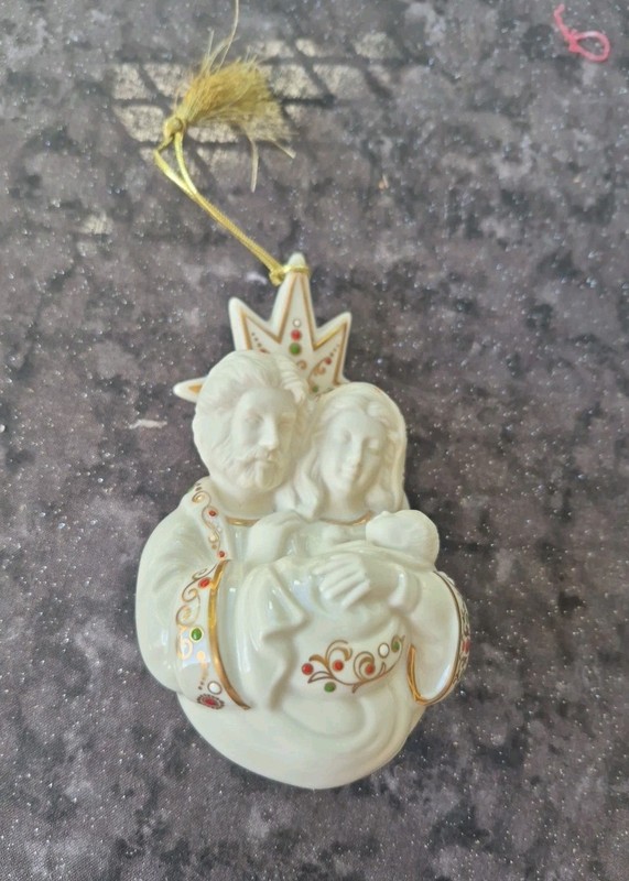 Lenox Blessed Family Christmas Ornament  Mary, Joseph And Baby Jesus Ivory color