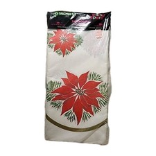 Vintage Paper Table Cover  Poinsettias 54"x88" NOS  Sorg Products Placettes 