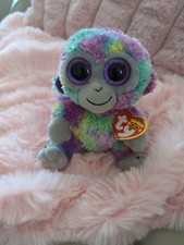 CT* Ty Beanie Boos ZURI the Monkey (Foil Ears) 6" MWCT Plush Stuffed Animal Toy