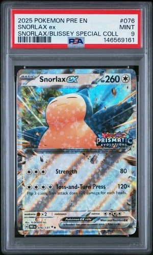2025 POKEMON PRE EN-PRISMATIC EVOLUTIONS #076 SNORLAX EX PSA 9