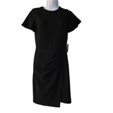 NWT EXPRESS Black Women's Dress Size XS Flutter Sleeve Ruched Sheath LBD staple
