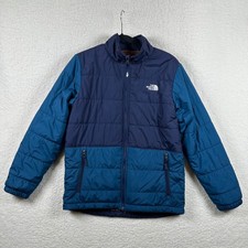 The North Face Boys XL 18/20 Reversible Puffer Jacket Navy Teal Fleece Inner
