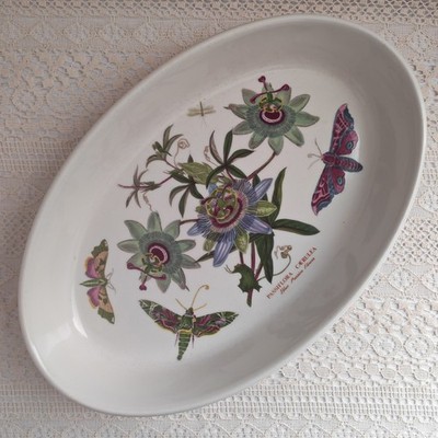 Vintage Portmeirion Botanic Garden blaue Passionsblume große ovale Servierschale