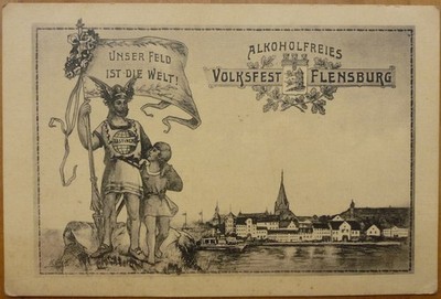 Postcard artist card non-alcoholic folk festival Flensburg approx. 1910 abstinence funfair