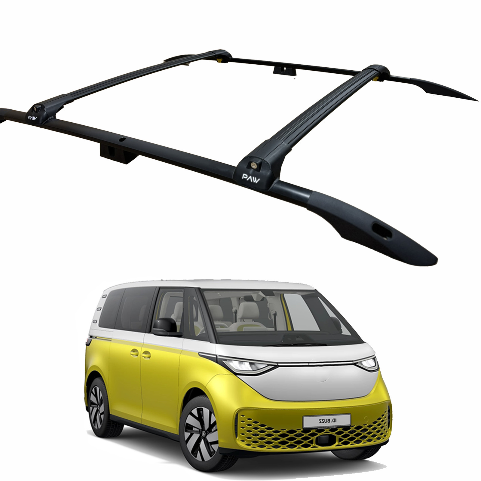 For Volkswagen ID. Buzz LWB L2 Roof Side Rails and Roof Rack Cross Bars Black