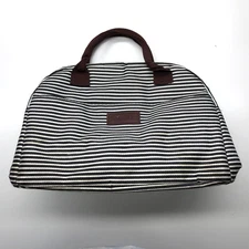 Syntus Lunch Tote Bag Box Stripped Black White Insulated Zip Handle Travel