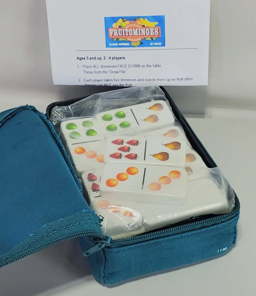 Fruitominoes Classic Dominoes Game With Fruit Picture Tiles In Zippered Bag - Image 2 of 4