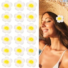 18 Pack Hawaiian Flower Hair Clips for Women, Foam Plumeria Alligator Clips w...