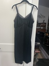 Vintage 1950s Mojud FullSlip Sz 40 Black Chiffon Lace Whimsygoth Feminine Pin Up