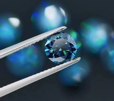 3Ct Natural Blue Color Round Cut Lab Grown Moissanite VVS1 Certified For Ring