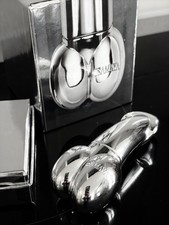ISAMAYA Lipstick Collectible Metallic Case Phallic Shape Silver Magnetic Chrome