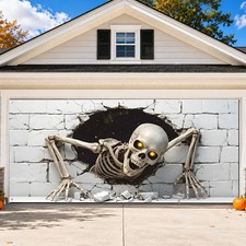 16 x 7 FT Halloween Skeleton Garage Door Banner Decorations - Giant Creepy Skull
