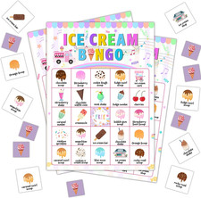 Ice Cream Bingo Cards, Summer Party Bingo Cards for Adults, Food Bingo Games for