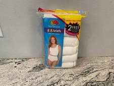 2011 NOS Fruit Of The Loom White Cotton Briefs Underwear XL 8 Panties Womens 8pr