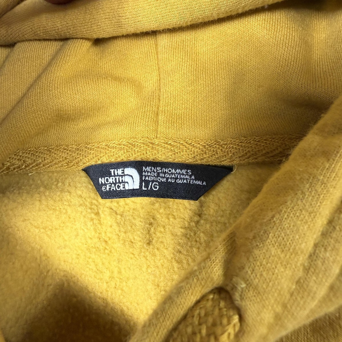 The North Face Hoodie Mens Large Yellow Pullover Fleece Sweatshirt Big Logo View 3