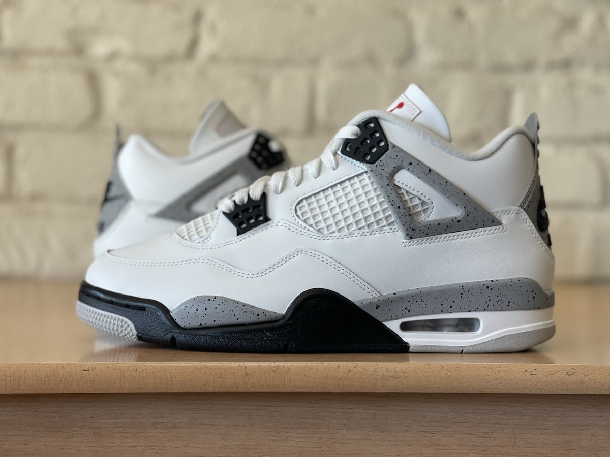 Jordan Air Jordan 4 Retro White Cement Summit White Black Men Sz