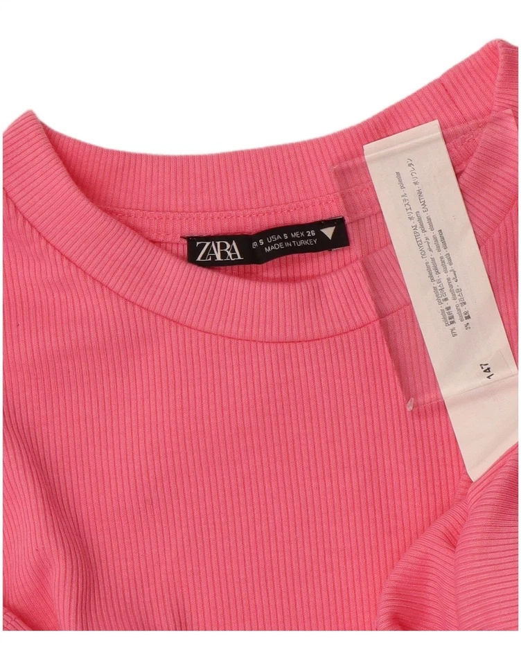 ZARA Womens Crop Blouse Top UK 8 Small Pink Polyester CA19 - Image 3 of 3
