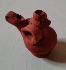 Vintage Crude Clay Bird Water Whistle Ocarina Chicken 6cms 