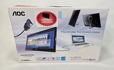 Brand New AOC E1659FWU 15.6" USB-3.0 Portable LED HD Monitor USB Black Free S H