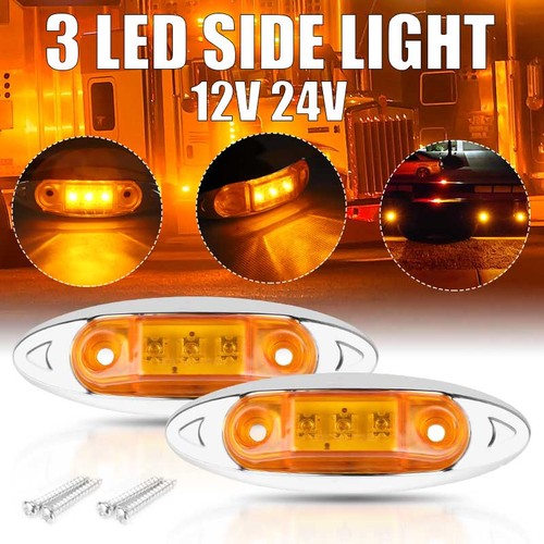 3 LED Side Marker Clearance Lights Amber/Red/White Waterproof Trailer Truck RV - Picture 32 of 42