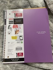 Five Star Spiral Notebook Study App, 1 Subject, Wide Ruled Paper, 8x10.5  100she