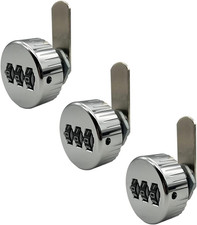 3 Pack Combination Cam Lock for Drawer Cabinet, Mailbox - Chrome 5/8"