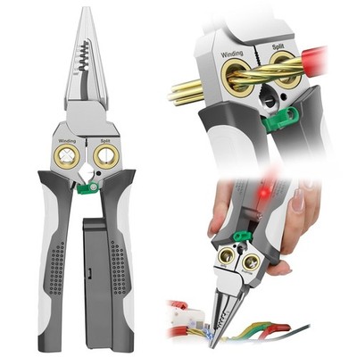Pro 8-in-1 Wire Crimper Stripper with Voltage Detector & Dual Alarms - Heavy ...